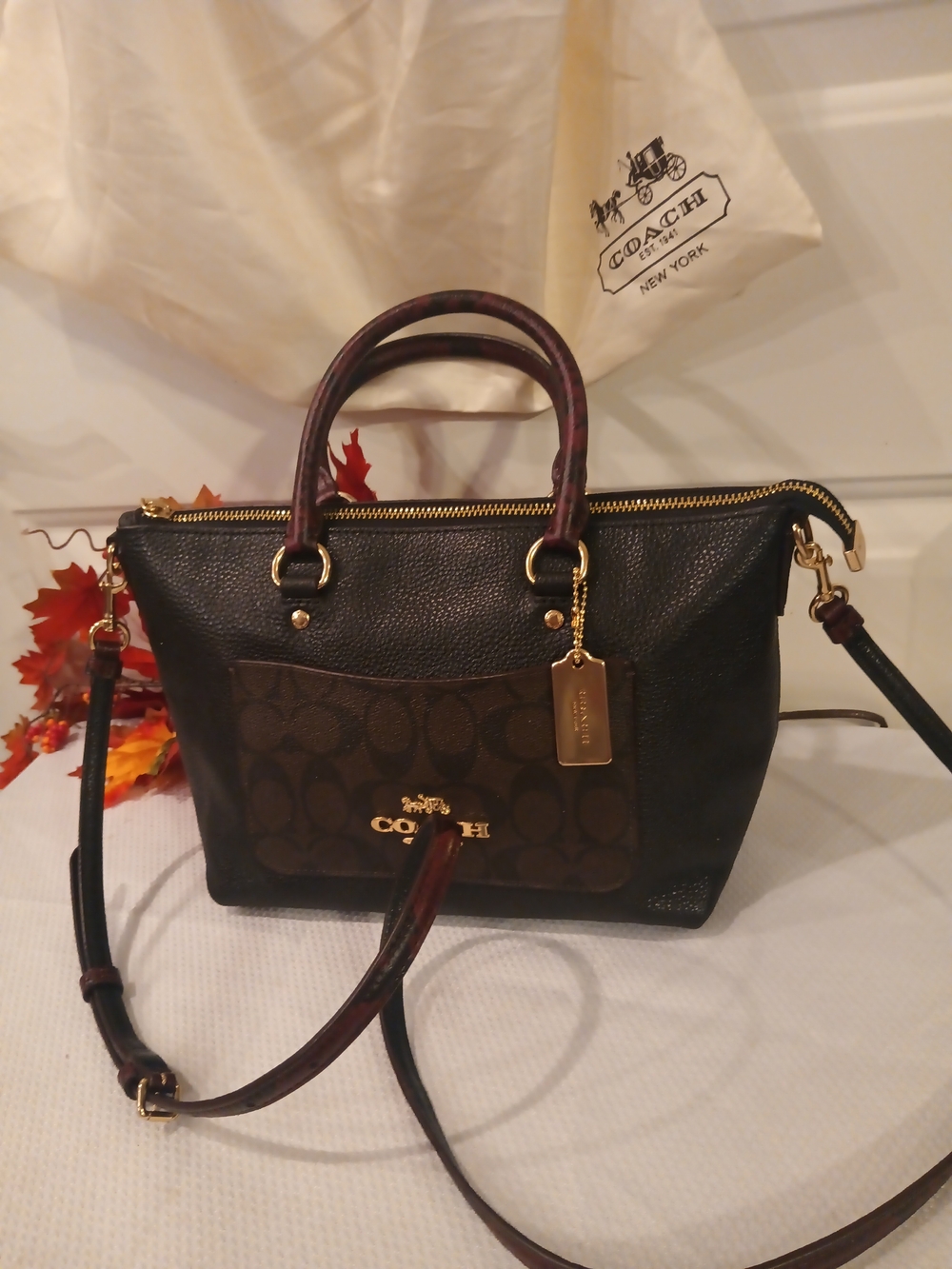 Coach Signature Mini Emma Python Handbag Crossbody - Picture 4 of 6